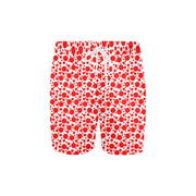 Speckle Red and White Swim Trunks