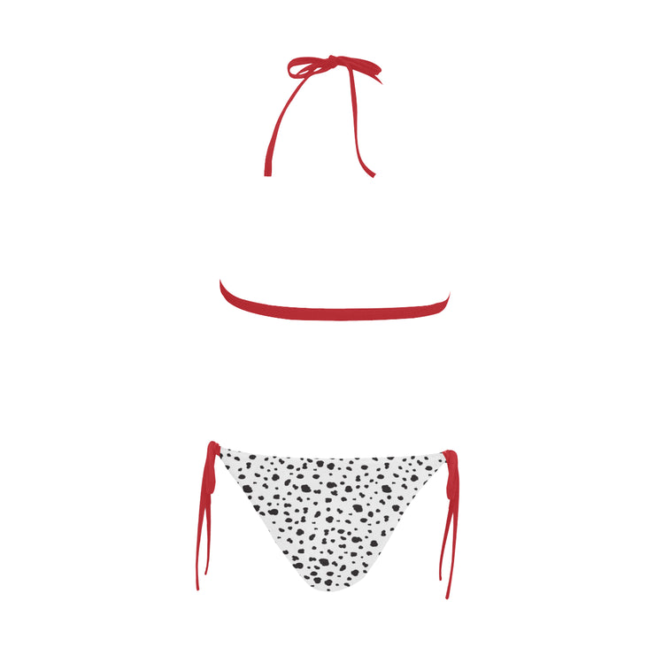Dalmatian Halter Bikini with Red Trim